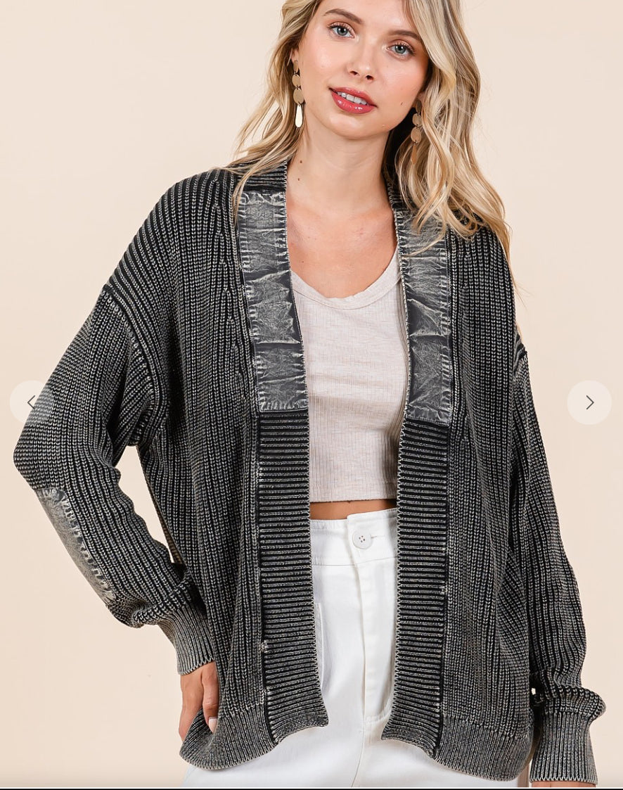 Ribbed Washed Cardigan