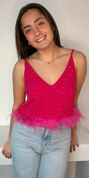 Fuchsia Feather Tank Cami