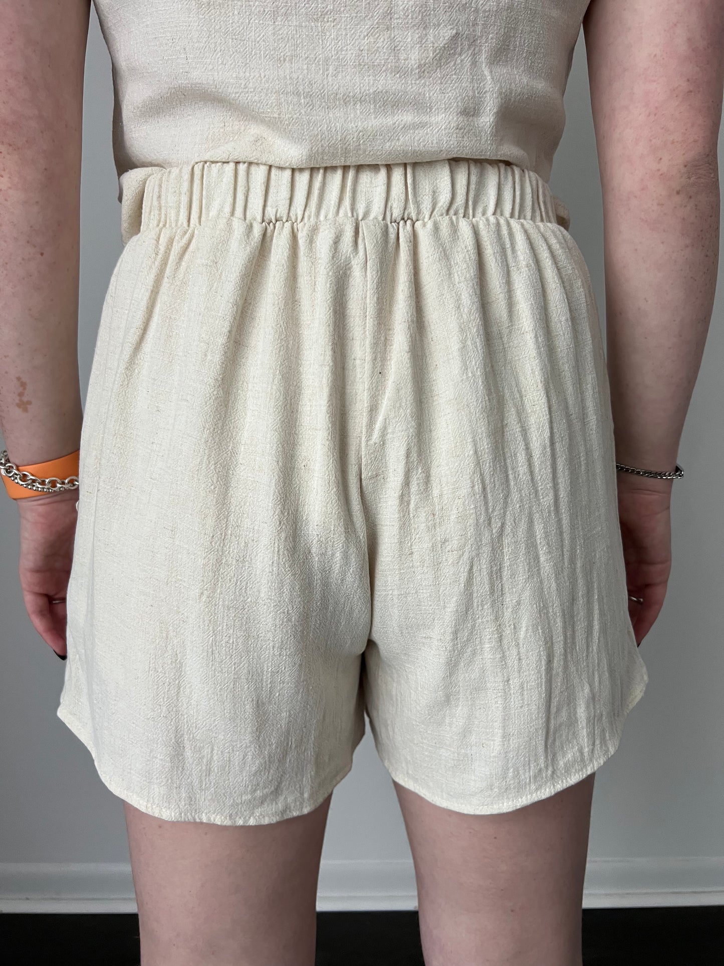 Natural Pleated Shorts